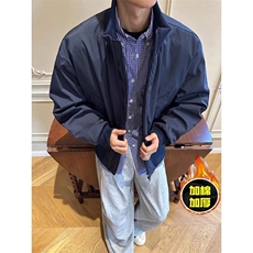 美式藏青色立领飞行夹克棉服男冬季加厚棒球服bomber短款工装外套，男装夹克，星座506A