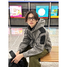 【有货】拼接牛仔卫衣男款春秋高级感痞帅水洗夹克JK8622LL-特P75，男装夹克，星座1007（原301D）