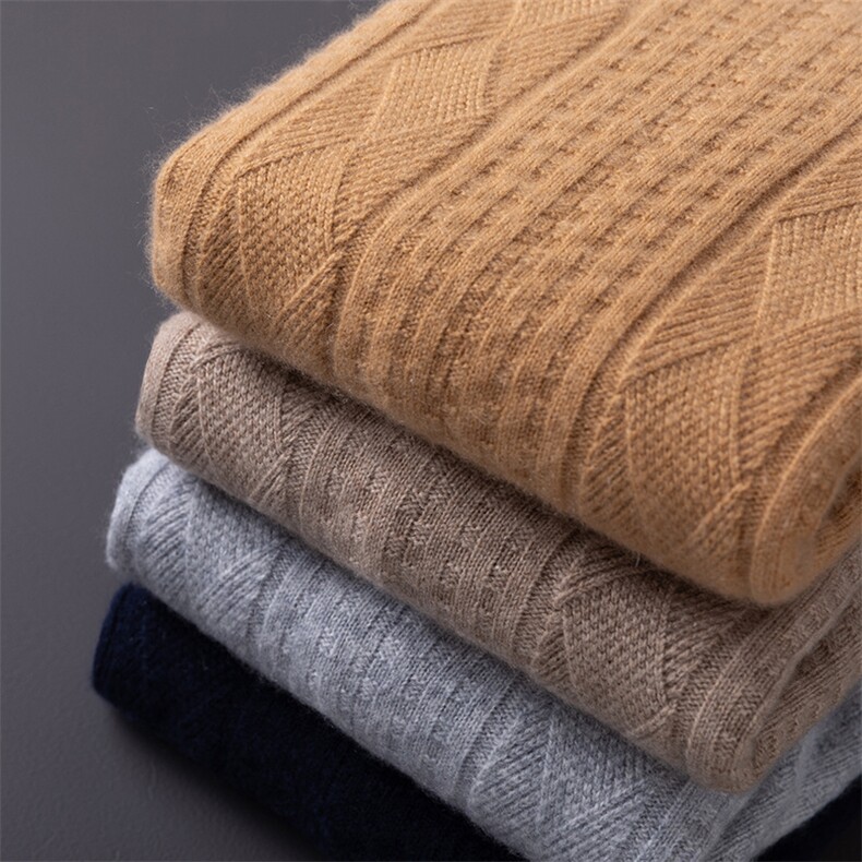 2024秋季新款圆领长袖竖纹菱形纹男士套头衫，男装羊绒套衫，星纬羊绒