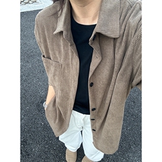 320G厚实灯芯绒衬衫男秋冬款休闲宽松复古长袖衬衣CS027-P35，男装衬衫，星座301C-5