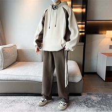 TB36-P95春秋新款男生宽松连帽卫衣套装学生印花上衣裤子，男装休闲套装，星座507A（原星座306B-2）