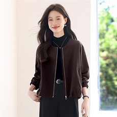 卫衣外套女2025新款秋季薄款圆领短款拉链开衫小香风中年妈妈秋装，女装短外套，涵誉