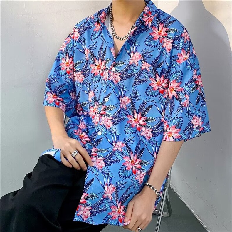 夏威夷风短袖花衬衫男海南岛休闲沙滩服T5103-P26,男装衬衫,星座1109-3