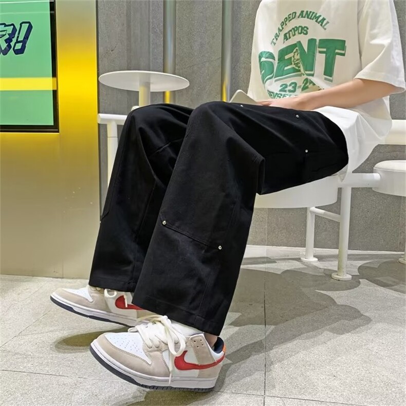 男秋季新款港风休闲裤美式潮牌vibe棕色裤子男纯棉K7092P38,男装休闲裤,星座1116-2