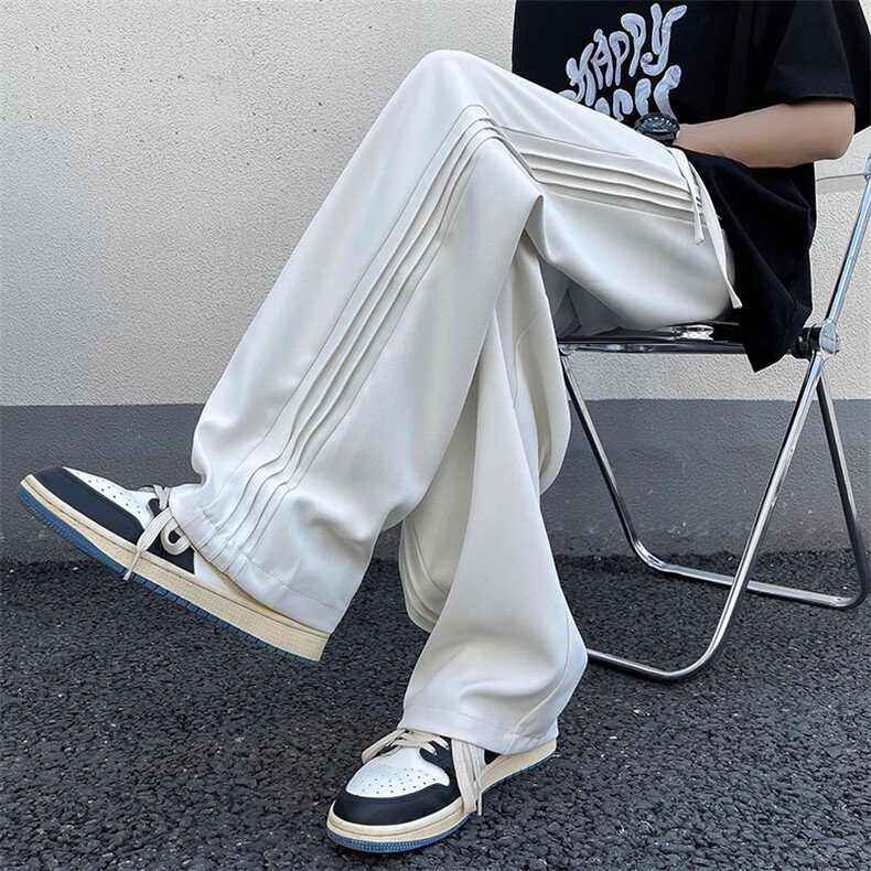 男款高级感宽松直筒冰丝裤夏季薄款潮牌垂感休闲裤K6989-P35,男装休闲裤,星座512-4