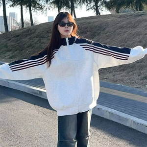 抖音得物高品质 美式高街重磅结构织带拼接撞色立领卫衣外套 CM41图片