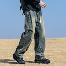 美式牛仔裤男夏季薄款宽松休闲弯刀裤子2026新款潮牌男生直筒长裤，男装牛仔裤，星座218-1（原230）