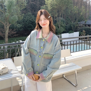 美式巴恩风短款工装牛仔外套女春2025秋超火好看高级小众夹克上衣图片