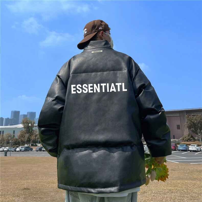 均可提供短视频高品质港风ess百搭PU皮加厚棉衣PM06-p110控148,男装棉衣,星座508（原C305）