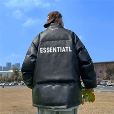 均可提供短视频高品质港风ess百搭PU皮加厚棉衣PM06-p110控148，男装棉衣，星座508（原C305）