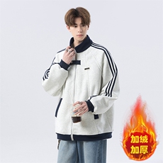 加绒加厚-高品质-拼接条纹设计感外套男cp122jr-特p55，女装短外套，电商B371