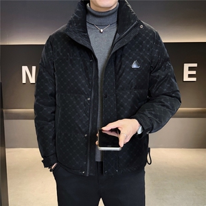 贴标花纹立领皮羽绒服男休闲保暖上衣外套A329-9961-P215