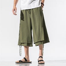 夏季大码风男女棉麻休闲裤暗黑坠感飘带古风汉服宋裤K92/P85，男装民族服装，钱塘713