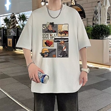 卡通印花短袖t恤男ins潮牌夏季新款潮流百搭打底衫夏装体恤半袖，男装T恤，星座1013
