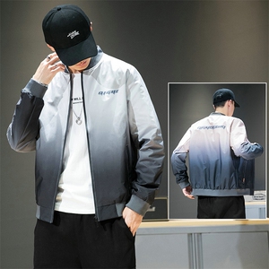 春秋季休闲外套男士潮牌宽松运动棒球领渐变夹克工装DS858T图片