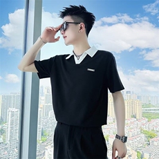 韩版翻领POLO衫男短袖2025新款修身V领痞帅半袖上衣服休闲男装潮，男装Polo衫，星座506A