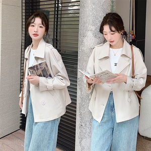 现货 韩版休闲百搭显瘦短款风衣外套女 2D075-(P145-K195)图片