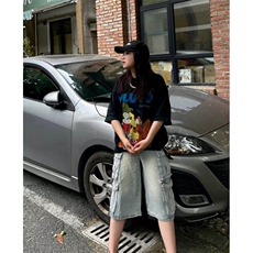 多口袋工装七分牛仔裤男女韩版潮流2026夏季ins短裤子RK2602-P59，男装牛仔裤，星座412-2