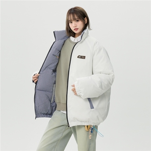 XZ-230-1MY700中性风简约百搭格子刺绣双面穿休闲面包服P118控158图片