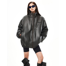 2025美式复古高街PU皮夹克棉衣女春秋设计感宽松225-2-Y210-P150，男装夹克，星座225-2