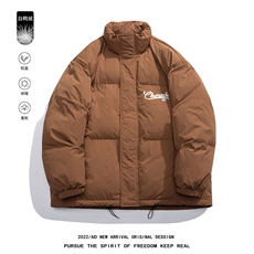 白鸭绒白底22冬季新款时尚简约字母印花立领羽绒服YR190P195控258，男装羽绒服，电商A247-1