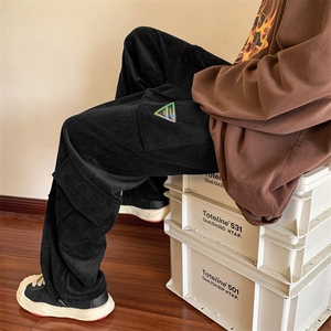 美式潮牌oversize直筒阔腿长裤秋季百搭灯芯绒工装裤男 K7405-P35图片