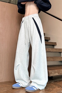 美式撞色拼接重磅卫裤男直筒宽松运动休闲裤K8677-特价P40图片