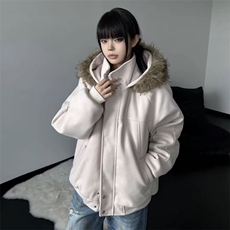 2号到货下单2w座山雕连帽可拆卸毛领棉衣棉服男女情侣款特p98，男装棉衣，电商C307