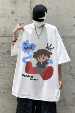 2026春夏新款重磅纯棉卡通男孩印花短袖T恤XZ604-DT207-P35控48，男装T恤，星座604