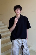 Polo西装翻领小众休闲时尚上衣短袖T恤简约宽松韩版时尚短袖P45，男装T恤，电商B319