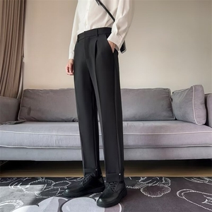 小西裤男九分修身直筒休闲裤男士高级垂感黑色西装长裤子潮 KA514图片