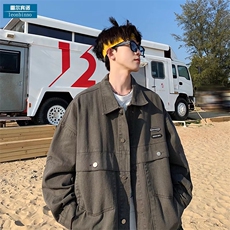 牛仔工装夹克男春季美式复古潮流vibe百搭休闲外套炸街情侣款上衣，男装工装外套，星座1210-1