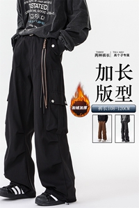加长版工装裤男高个子阔腿直筒伞兵裤188cm110裤子KZ012P78加绒88图片