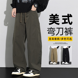 2025秋季工装裤男款潮牌宽松阔腿弯刀裤男士休闲长裤子Z2575-P45图片