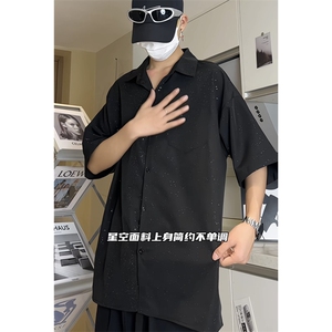 男模切片 满天星空衬衫夏季宽松五分袖痞帅衬衣X1213-C2318-特P35图片