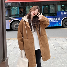 【首-发新款】羊羔毛帽子可脱卸皮毛一体外套212-1850款P195-K279，女装羊羔毛/颗粒绒，浙宝285（原212）