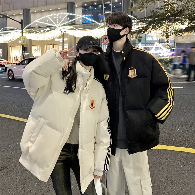 情侣冬装港风织带棉服刺绣logo棉衣休闲加厚外套男G1105P118,男装棉衣,电商A339