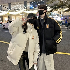 情侣冬装港风织带棉服刺绣logo棉衣休闲加厚外套男G1105P118，男装棉衣，电商A339