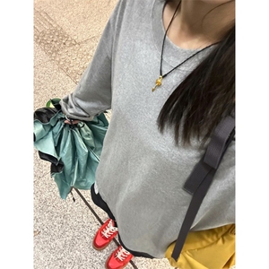 网图现货230G纯色圆领长袖T恤休闲百搭打底衫T002-白P15彩+1单+1
