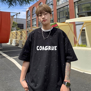 可48小时发货支持抖音得物来样二开 美式满天星亮片短袖T恤MTX695图片