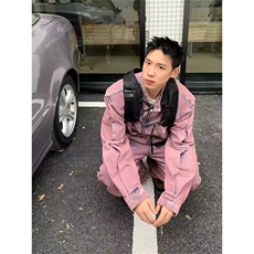 美式复古废土风做旧水洗牛仔外套男女宽松夹克A971-P79，男装夹克，星座1505