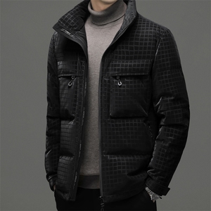 冬季御寒羽绒服男士2023新款加厚保暖立领外套中年商务休闲上衣男图片