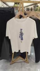 竹节棉背影女孩T恤百搭简约短袖，女装T恤，湘姗