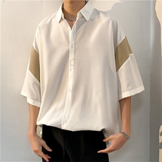 衬衫男韩版潮流拼色百搭2023夏季新款ins宽松百搭外套CY088-P30，男装衬衫，星座412-2