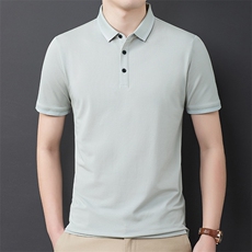 短袖2024年百搭翻领上宽松夏季衣纯色衬衫潮流POLO衫XLT19025，男装Polo衫，钱塘6003（原4033）