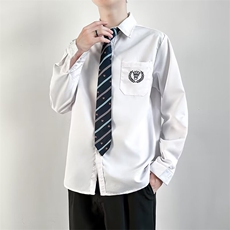 送领带长袖衬衫男情侣JK制服衬衫学院风学生班服衬衣CK01，男装衬衫，星座1116A-1（原606A）