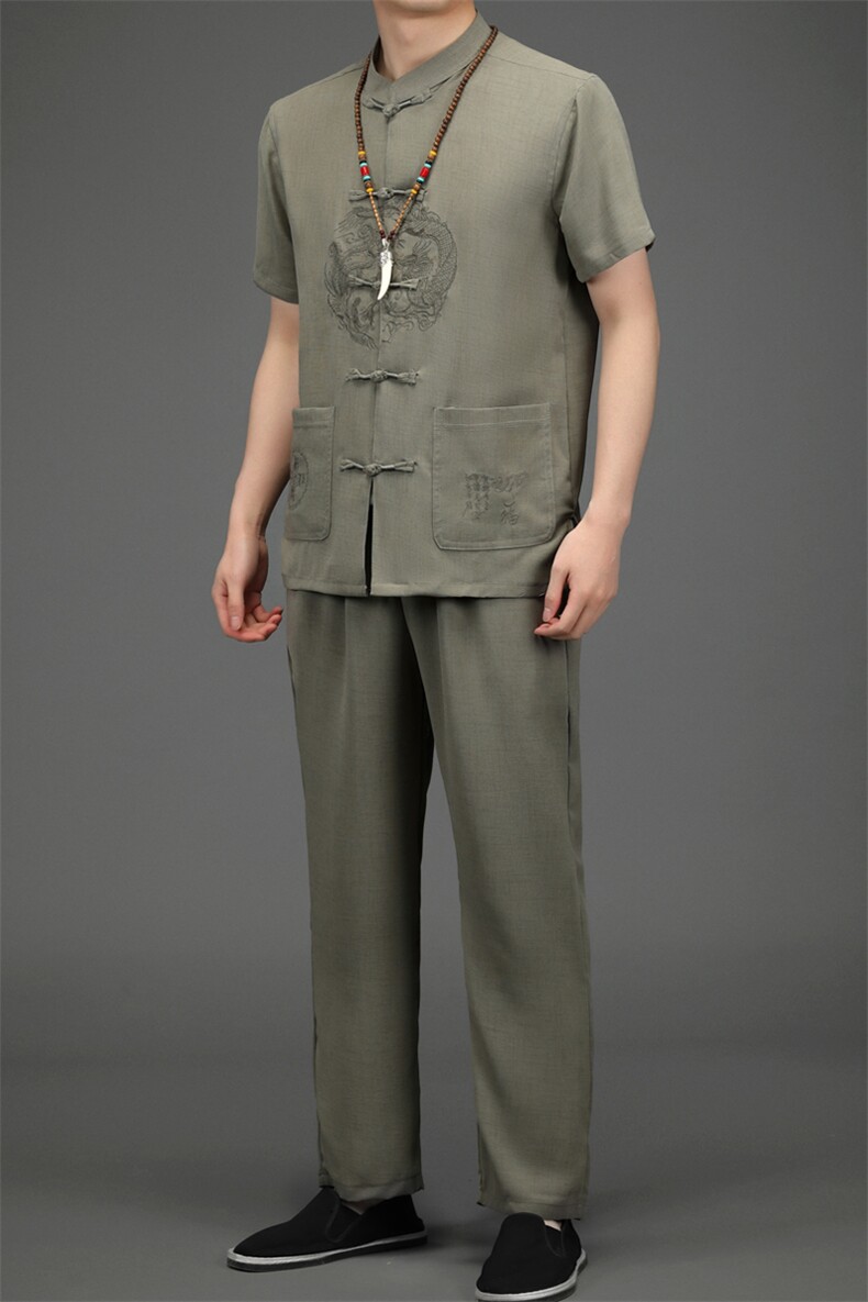 BETZ223钱塘2020-2中式唐装风中老年男装中老年套装P90，男装中老年男装，钱塘207-2