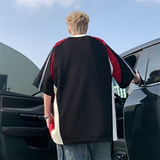 美式街头短袖t恤男潮ins夏季宽松赛车服休闲情侣上衣T1344-p33，男装T恤，星座1008-1
