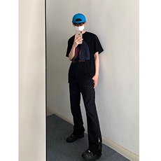 B221美式ins高街小众百搭微喇拉链牛仔裤LK22049-P60控78，男装牛仔裤，电商B221