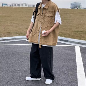 工装马甲男ins高街潮牌日系美式复古港风休闲百搭潮外套MJ169-P48图片